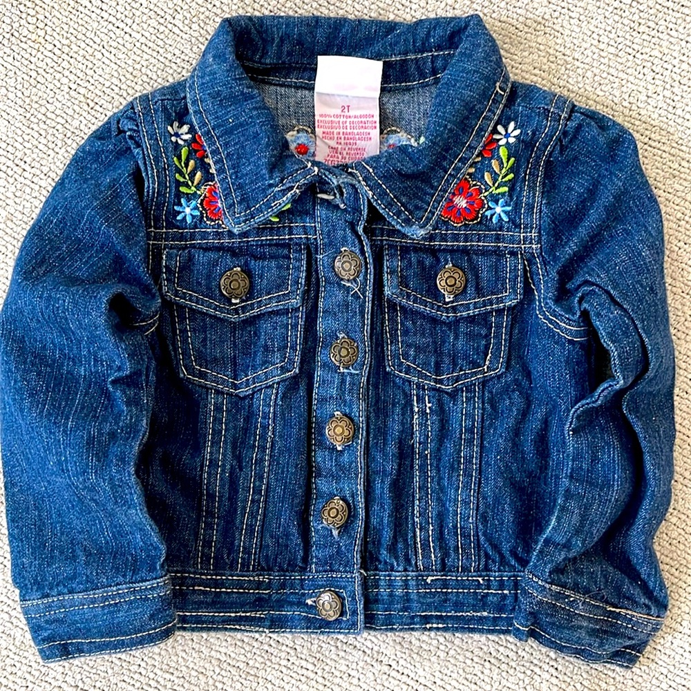 Floral Dark Denim Jacket 2T